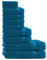 Class Home Collection 12 TLG Frottee Handtücher Set | Gästetuch | Handtuch | Duschtuch | Waschhandschuh | Petrol