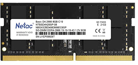 Netac Basic So DDR4-2666 8 Go C19 So-DIMM 260-Pin