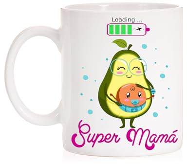 Taza de Cerámica Futura mamá. Loading super mamá. Regalo divertido para embarazadas o para Mamás primerizas