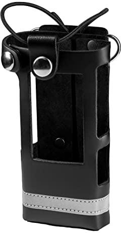 Radio Case Two Way Reflective Stitching Radio Holder Leather Holster with Adjustable Elastic Band Fits for Motorola APX 6000/6000XE or 8000/8000XE (Model 1.5) Black