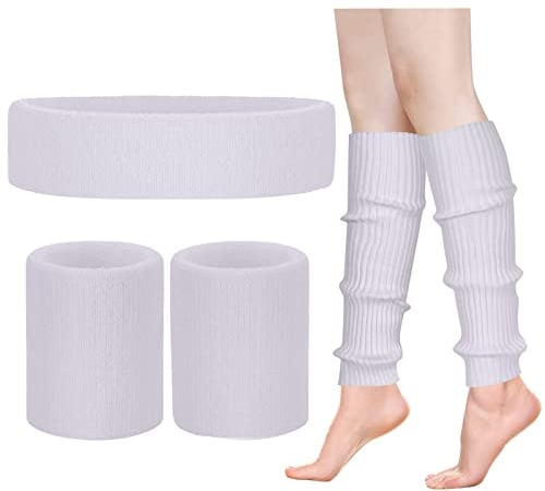 ONUPGO Leg Warmers Set Women 80s Neon Knit Leg Warmers Headband Wristbands 1980s Workout Costumes Accessories for Women