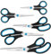 Uaugulft Schere, Multifunktionale Haushaltsschere aus Edelstahlklingen, Multifunktionale Schere mit weichem Griff, Mehrzweckschere, Blau Schwarz (5er Pack)