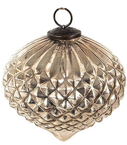 Clayre & Eef Weihnachtskugel Ø 15 cm Silberfarbig Glas Weihnachtsdekoration