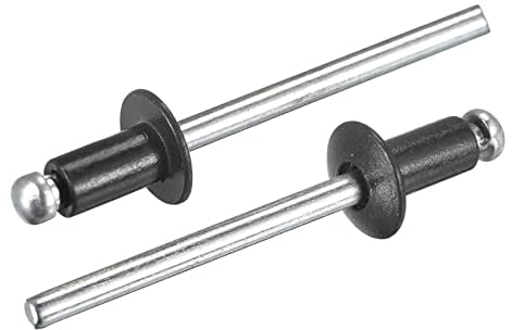 sourcing map Aluminum Blind Rivets, 4mm x 6mm (5/32 x 15/64) Open End Rivet Flat Round Head for Joining Metal Plate Leather, Black 25 Pcs