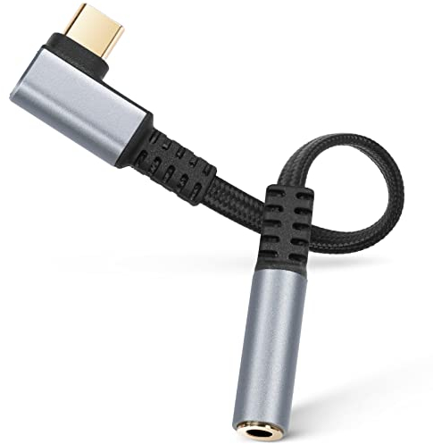 AXFEE Adaptador USB Tipo C a Jack 3.5mm con DAC Chip, Adaptador Auriculares 90 Grados para Samsung Galaxy S22/S21/S20 Note 20, Google Pixel 7 6 5 4 3 2/6XL 5XL 4XL 3XL 2XL, iPad, Xiaomi, Huawei