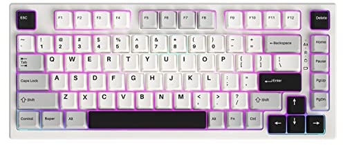 YUNZII YZ75 75% Hot Swappable Wireless Gaming Mechanische Tastatur, RGB-Hintergrundbeleuchtung, BT5.0/2.4G/USB-C, Double Shot PBT Tastenkappen für Linux/Win/Mac (Gateron G Pro Black, weiß)