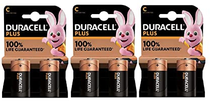6X Duracell C Plus LR14/MN1400 Alcaline (3 Blister da 2 Batterie) 6 Pile