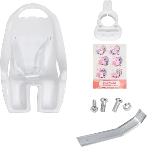 EIRONA Kinderfahrrad Puppensitz mit Aufkleber DIY für Mädchen, Fahrrad Puppen Sitz, Kinderfahrrad Zubehör Weiß