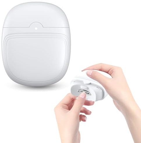 Electric Nail Clipper with Light, Automatic Nails Blanking Sanding with 2 Speed, One-Key Operation, Low Noise, USB Charging Toenail Clipper Portable Nail Trimmer Cutter for Adults Kids (White B)