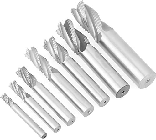 7 Pezzi Set 4 Flauti 6-20Mm, Fresa, Fresa Per Fresa Set Di Frese Per Sgrossatura HSS Fresa Per Fresa Per Sgrossatura Rompitruciolo Fresa