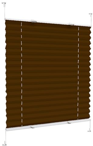 Plisseerollo Faltrollo Plissee ohne Bohren 45 x 60 cm, Klemmträger Befestigung klemmträger, Plisseerollo Faltrollo Faltstores, Jalousie Easyfix Faltrollo, für Fenster & Tür, Braun