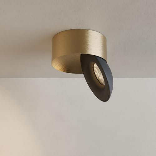 s.luce Santa Neo LED-Deckenstrahler schwenkbar dimmbar Deckenlampe Deckenleuchte, Farbe:Gold/Schwarz, Lichtfarbe:Extra Warmweiß (2700K)