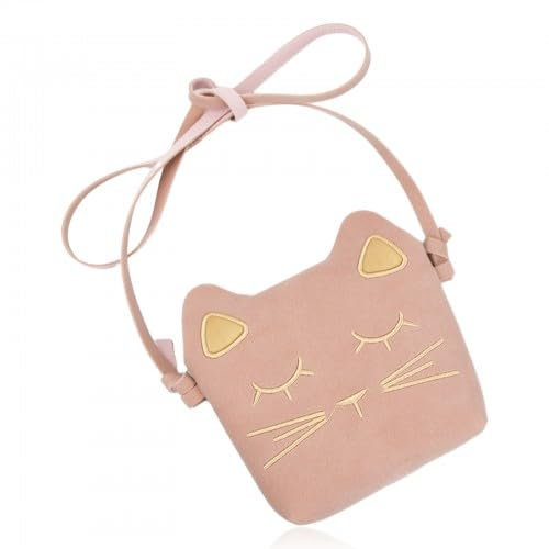 Wisebom Prinzessin Mini Taschen, Kinder Umhängetasche Mädchen Rosa Mini Taschen Handtasche PU Leder Süße Katze Kleine Schultertasche für Kinder kleine Mädchen