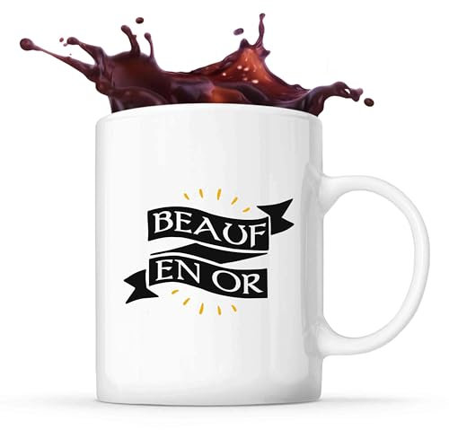 Tasse Beauf en or | Mug | Idée Tasse Personnalisable Cadeau Anniversaire Fête Original Famille Travail Départ Collègue Retraite Noël.