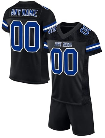 Generisch Personalisierbares Football Trikot Set Benutzerdefinierte American Football Trikots Shorts Kit mit Team Name Nummer Logo Rugby Team Uniform Trainingsanzüge für Männer Frauen Kid Youth