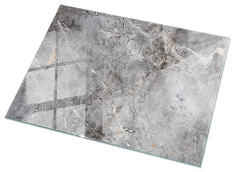 Plateau de Table Rectangulaire 120x80 cm en Verre XXL pour Le Salon, la Cuisine et la Salle à Manger Surface Lisse Verre Trempé Décor Élégant Durable Decoratif - Motif Marbre Naturel