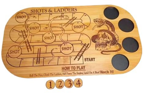 Fun And Exciting Drinking Board Game - Snakes And Ladders Board Game | Shots And Ladders Drinking Game | Adult Fun Drinking Board | Table Shot And Ladder Game For Adults Fun Drinking