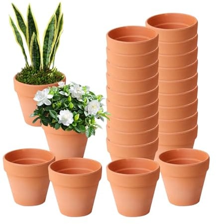 Spetsbst 24 Stück Mini Tontopf Blumentopf, 5.5x5 cm Kleine Blumentöpfe Tontöpfe, Blumentöpfe zum Basteln für Kindergeburtstagsfeier/Taufgeschenke/Garten/DIY-Bastelaktivitäten