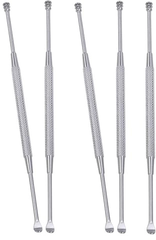 CIYODO 5pcs Double-Ended Stainless Steel Spiral Ear Wax Removal Spoons Metal Ear Cleaning Tools and Safe Wax Extraction