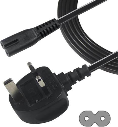 2 Pin Mains Power Lead Fig Figure 8 UK Power Cable Compatible with PS5 PS4 Xbox Samsung LG HP Canon Sony Pixma Sharp JVC Asus Toshiba - Printers TV etc. UK Plug(1.5 Meter Cable)