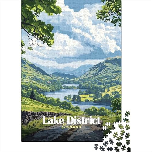 Lake District England Jigsaw Puzzle 1000 Pieces, Romantic City Break Scene, Premium Paper Puzzle for Puzzle Lovers, Family Night Game, Screen-Free Fun, 38x26cm/1000pcs