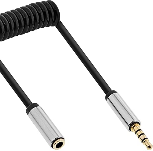 InLine 99281 Slim Audio Spiralkabel Klinke 3,5mm ST/BU, 4-polig, Stereo, 1m