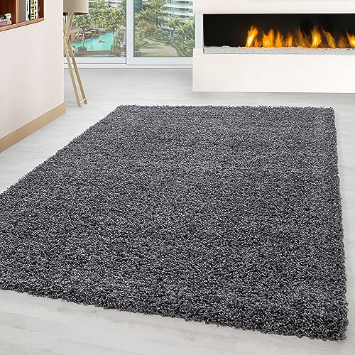 Carpettex Hochflor Teppich Wohnzimmer 200x300 (200x290 cm) Grau - Flauschiger Teppich Extra Weich und Pflegeleicht - Shaggy Teppich Modern Einfarbig Design - für Schlafzimmer, Esszimmer und Küche