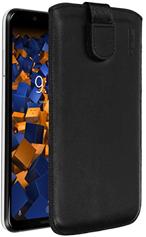 mumbi Echt Ledertasche kompatibel mit Nokia 8.1 Hülle Leder Tasche Case Wallet, schwarz