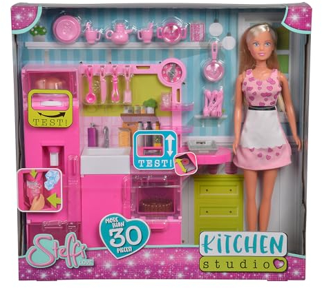 Simba Steffi Love Kitchen Studio, dai 36 mesi in su, Cucina Con 30 Accessori Inclusi, Multicolore, 105733342