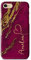iCaseDesigner Personalised Marble Glitter Flowing Name with Heart Phone Case for Apple iPhone 7+ / 8+ Plus - 15. Maroon Marble with Faux Gold Swirls Vertical Name
