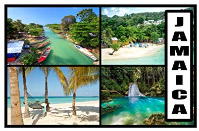 Jamaica Post Card Style Fridge Magnet - Large Size (7cm x 4.5cm) - Gift Idea - Tourism
