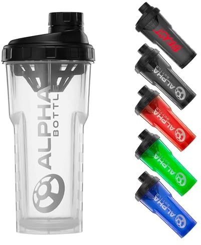 Alpha Designs | Protein Shaker Bottle 750ml Protein Shake Mixer | Leakproof Screw Cap | Clear