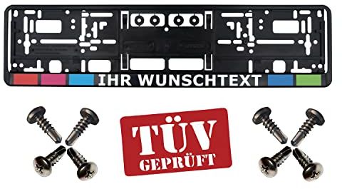 1 Kennzeichenhalter mit Wunschtext Werbung Bedruckt (Keine Folie) mit Schrauben (!!! Nicht für Österreich geeignet !!!)