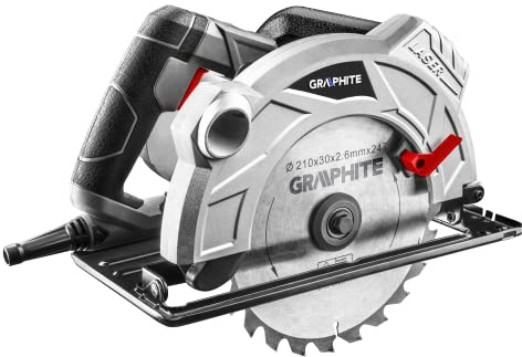 GRAPHITE Handkreissäge 1800 W, 210 x 30 mm, Kreissäge mit Laserführung | Schnitttiefe 73 mm, Gehrungsschnitt 0–45°, 5000 U/min, Parallelanschlag