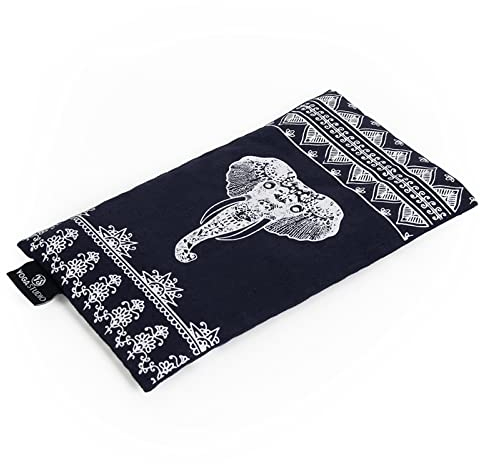Yoga Studio YS/LavLin/EyePillow/Azt/Eleph/NBlue Augenkissen, 23 cm x 12/13 cm, Bio-Lavendel-und Leinsamen-Duft, Yogakissen für müde Augen und Kopfschmerzen (marineblauer Azteken-Elefant), Regular