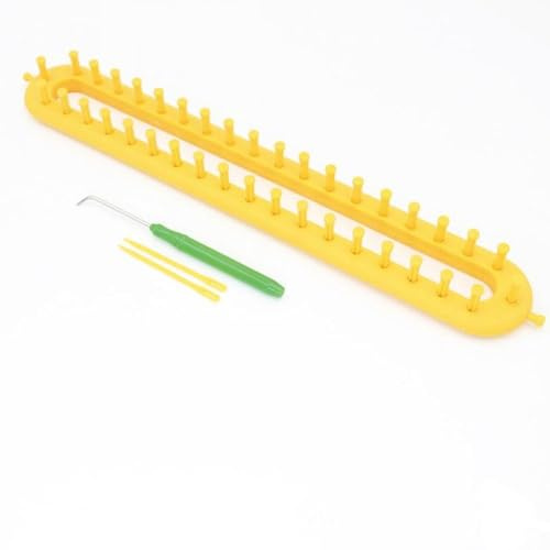 tooloflife 1 x Webstüh-Set, Strick-Bastelset, langer Strickwebstuhl für Socken, Schals, Mützen (36 cm, Gelb)