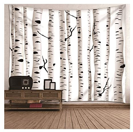 Homxi Wandbehang Dekoration,(300x260CM) Wandteppiche Trippy Polyester Schwarz Weiß Tapisserie Wandteppich Aspen Trunk