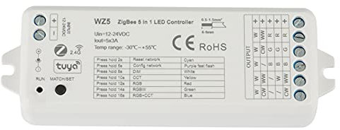 Gkhowiu WZ5 TUYA Zigbee Led Controller DC12V 24V 5In1 Dimmer RGB RGBW RGBWW RGBCCT Strip TUYA Life APP Voice Control