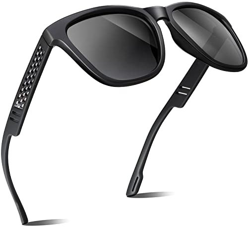 ANYLUV Polarisierte Sonnenbrille Herren Damen für Männer Frauen, Herren Quadratische Sonnenbrille Klassische Farbtöne mit UV-Schutz Kartonfaserrahmen zum Fahren (Matt schwarz/grau)