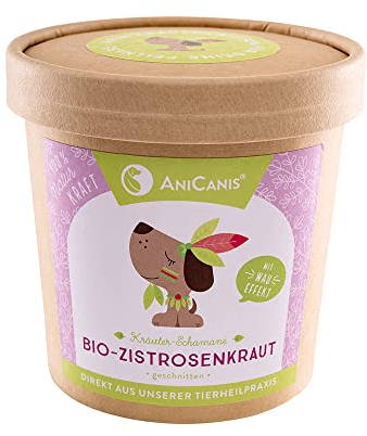 AniCanis Bio Zistrose für Hunde & Katzen - Zistrosenkraut-Pulver - Magen, Darm, Immunsystem & Zecken - Kräuter Futterzusatz Nahrungsergänzung - 50g