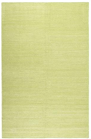 Wecon Home Einfarbiger Esprit Baumwoll-Teppich für Wohnzimmer, Schlafzimmer, Esszimmer, Kinderzimmer und Flur - Rainbow KELIM (80 x 150 cm, grün)