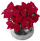 Leaf Artificial Christmas Xmas Red Poinsettia 40cm Houseplant in Pot, Silk, Large Silver Curved Edge
