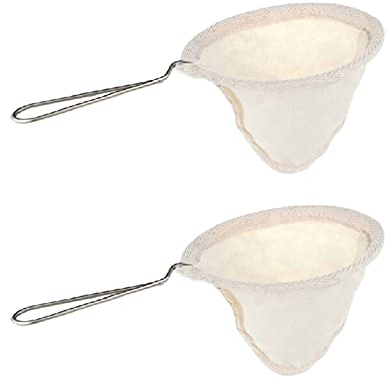 2 filtros de café de tela de franela, filtro de café pequeño, calcetín de tela, filtro de té con mango de acero inoxidable