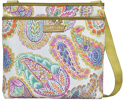 Anuschka Wanderlust Kollektion Crossbody Umhängetasche mit Steckfach - Stoff-Umhängetaschen für Damen - Boho Paisley