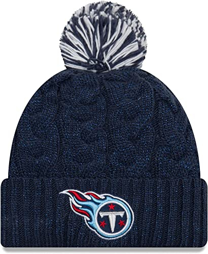 New Era Offizielle NFL-Mütze für Damen, mit Zopfmuster, Bommel, Tennessee Titans, Einheitsgröße