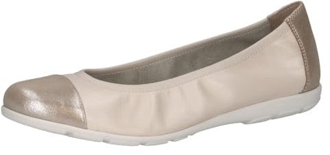 CAPRICE Damen Ballerinas aus Leder mit Lack, Beige (Cream Comb), 41 EU