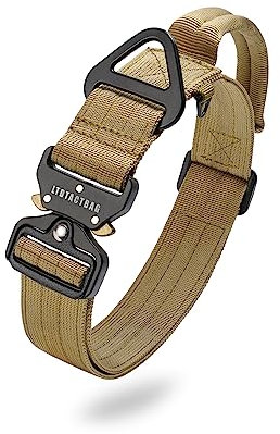 LTDTACTBAG Taktisches Hundehalsband, verstellbares Hundehalsband mit Verlängerung von 50,8 cm - 73,7 cm, ein Halsband für alle großen Hunde (Hellbraun, 1 Stück)