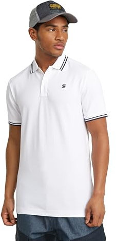 G-STAR Herren Dunda Slim Stripe Poloshirt, Weiß (White D17127-5864-110), XXL