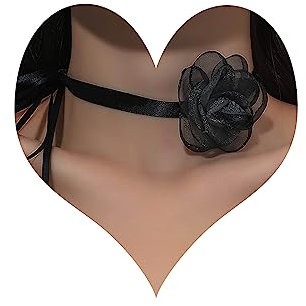 TseenYi Halskette mit Spitzen-Blumen-Halskette,schwarze Kamelien-Blumen-Halskette,Boho-Halskette mit schwarzem Blumen-Spitzen-Kragen,Vintage-Blumen-Spitze-Samt-Halskette,Schmuck für Frauen, Teenager