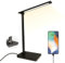 Shuwomart Schreibtischlampe LED Dimmbar Tischlampe 5 Farben und 10 Helligkeitsstufen,Schreibtischleuchte Augenschutz mit 45-Minuten Timer,USB-Anschluss,Speicherfunktion für Leser,Kinder,Büro,Schwarz